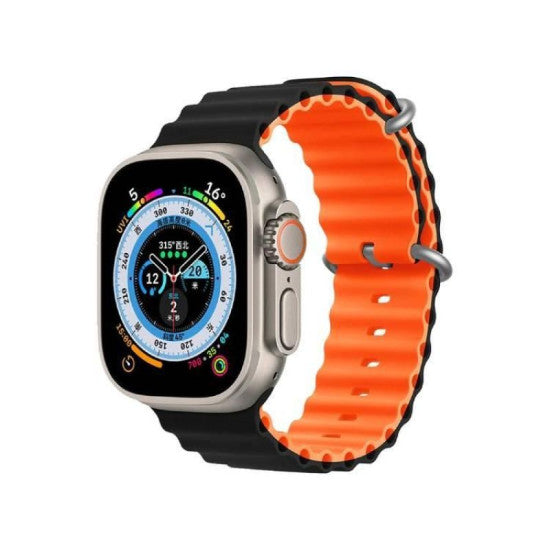 Pawa London Ocean Watch Strap Ultra/Series 8 49/45/44/42MM - Black/Orange