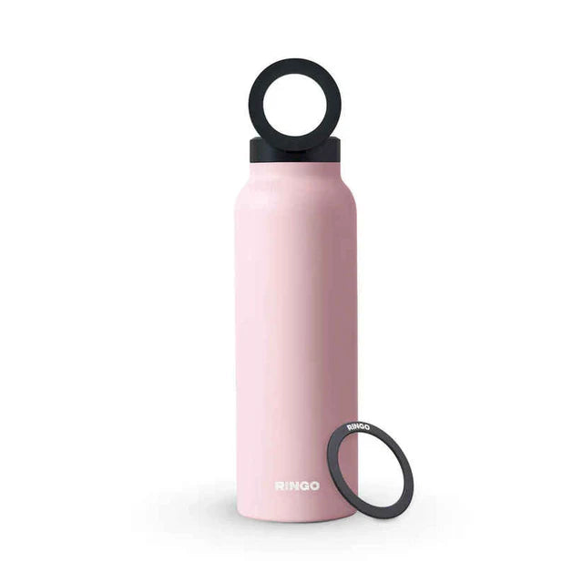 RINGO Water Bottle - 32 OZ/1 Litre - MagSafe Screw Lid / MagSafe Booster Ring-Pink
