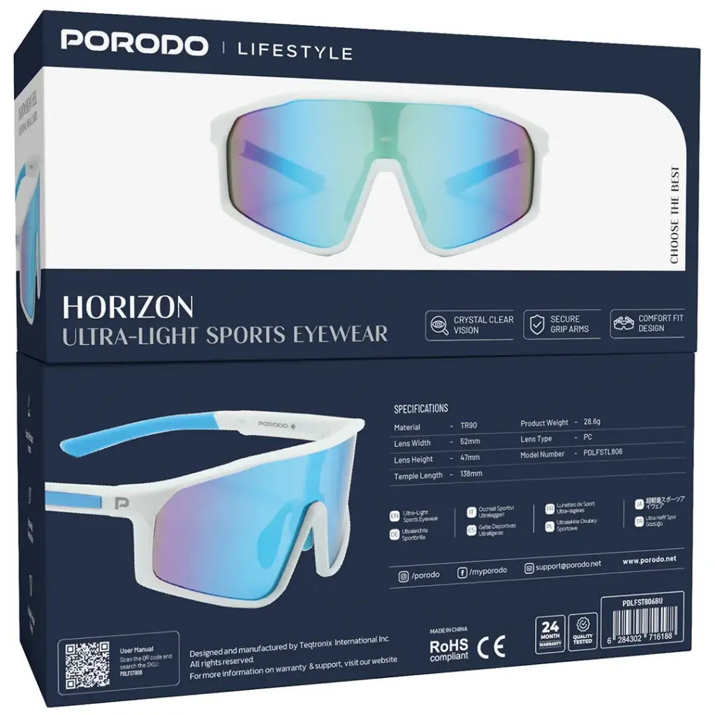 Porodo Lifestyle Horizon Ultra-Light Sports Eyewear -Blue