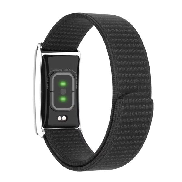 Porodo Trackfit Screenless Silicone Fitband Silver Case Black Strap