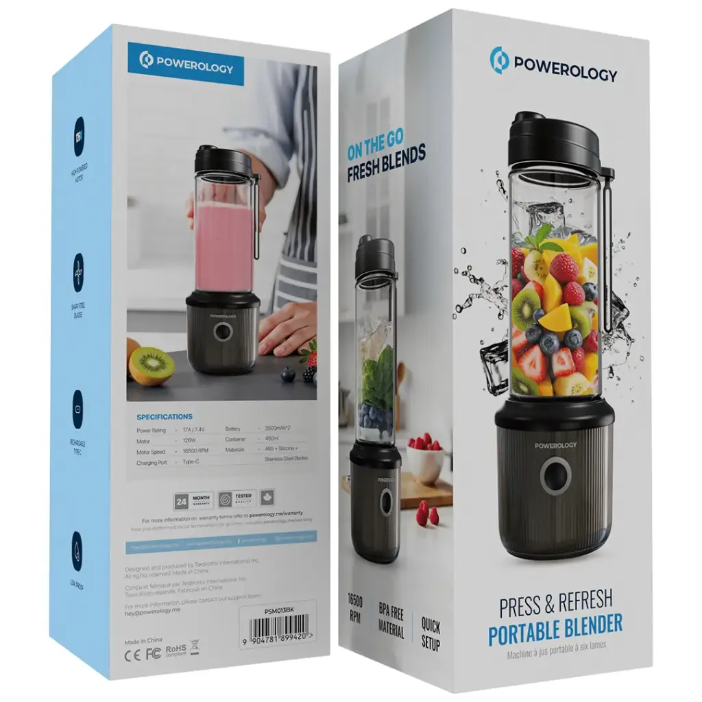 Powerology Press & Refresh Portable BlenderBlack 