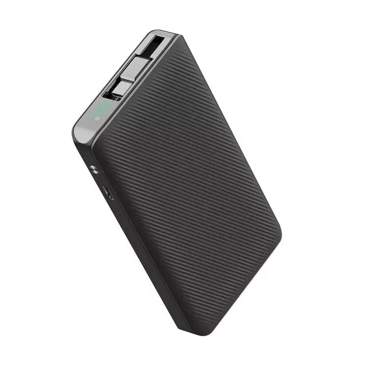 Powerology 10000Mah Retractable Cable Power Bank Black
