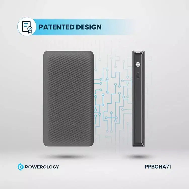 Powerology 10000Mah Retractable Cable Power Bank Black