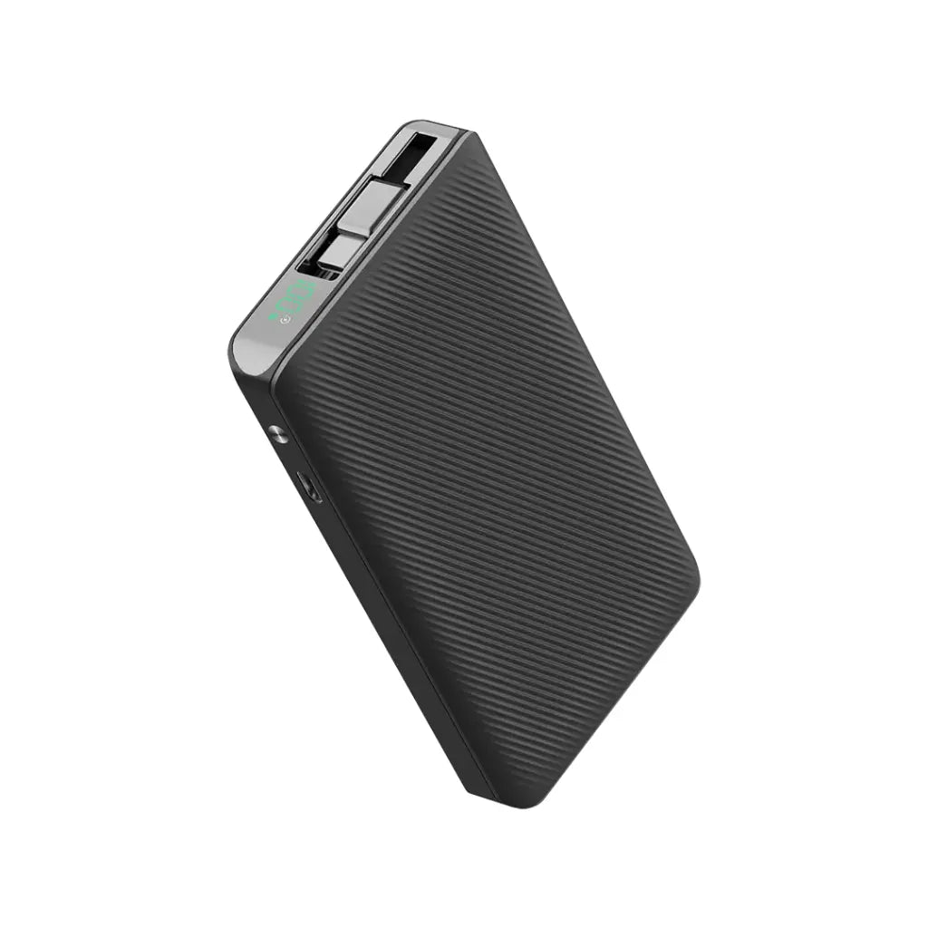 Powerology 10000Mah Retractable Cable Power Bank Black
