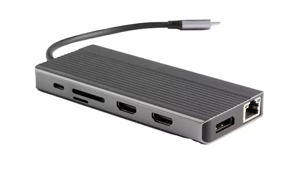 Powerology 13 In 1 Dual Hdmi & Dp 4K Usb-C Hub Ethernet 10Gbps Data Transfer Gray