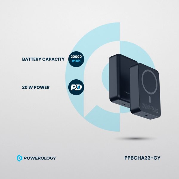 Powerology 20000Mah Magsafe Aluminum Powerbankdark Grey