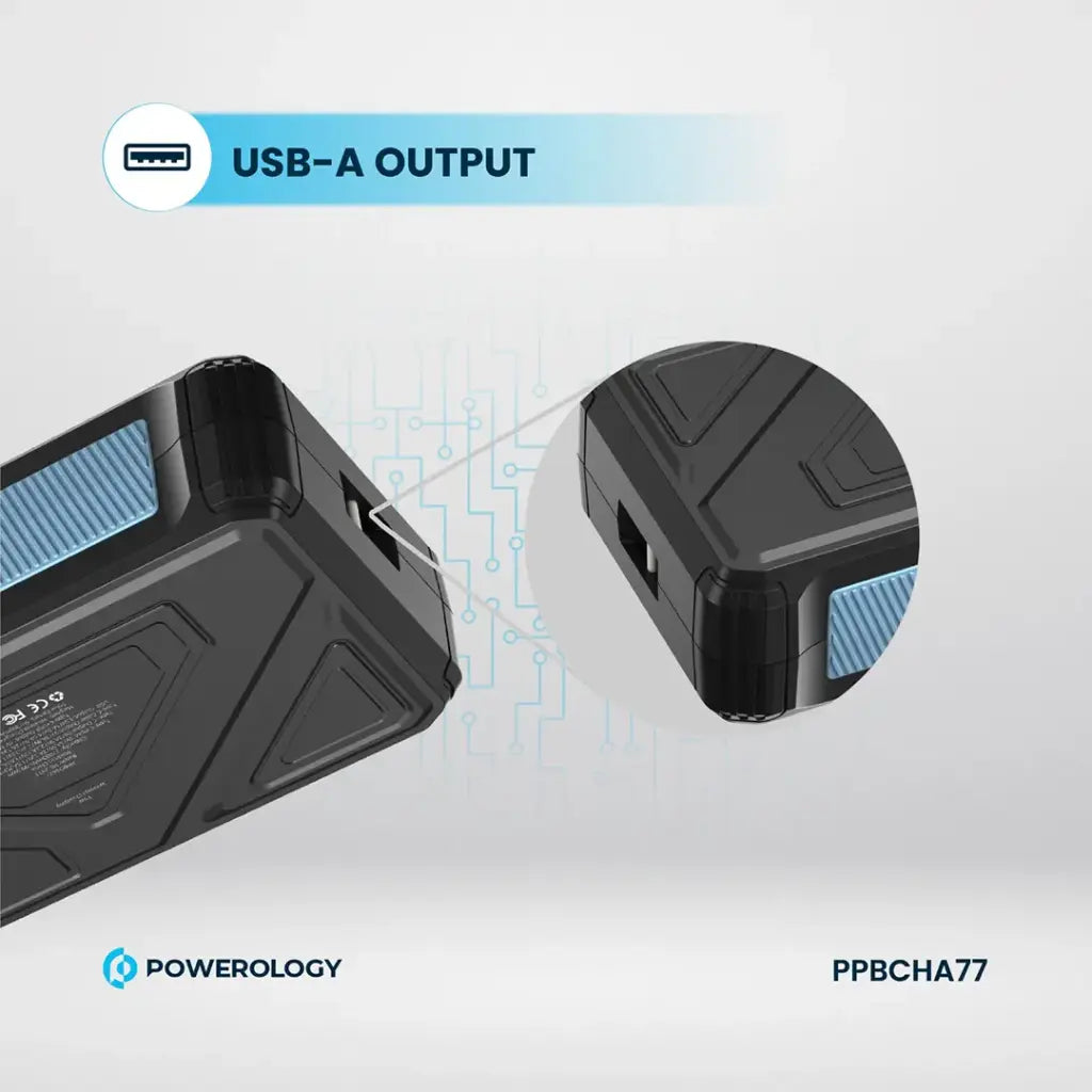 Powerology 27000 mAh Pb with LED Retract C Cable  - 15W Wireless Charger