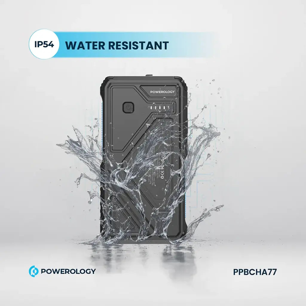 Powerology 27000 mAh Pb with LED Retract C Cable  - 15W Wireless Charger