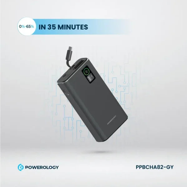 Powerology Aluminum 20000Mah Power Bank Dark Gray