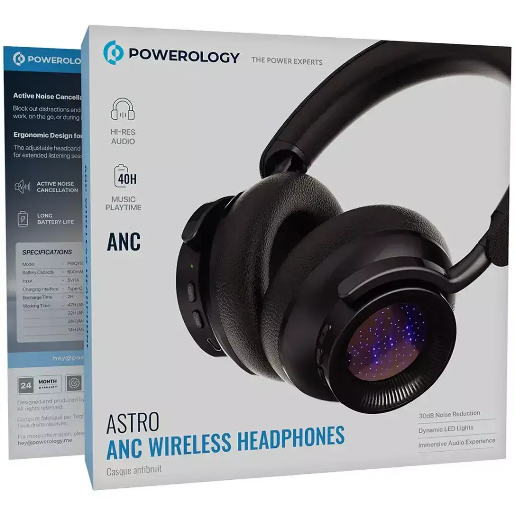 Powerology Astro ANC Wireless Headphones-Black