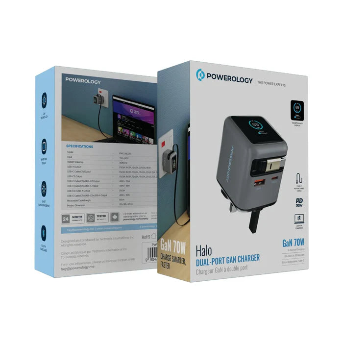 Powerology Lumix Gan Ai Power Charger Gray