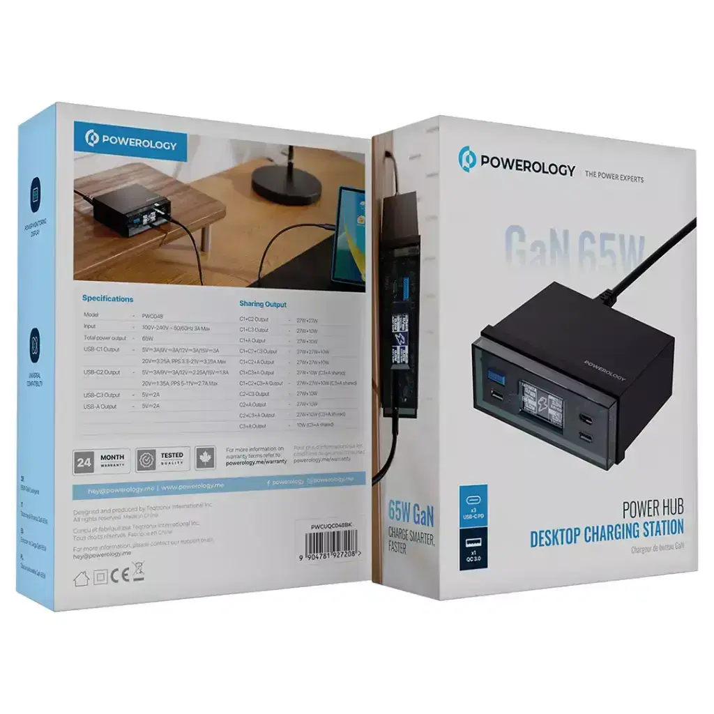 Powerology Power Hub Desktop Charging Station Black