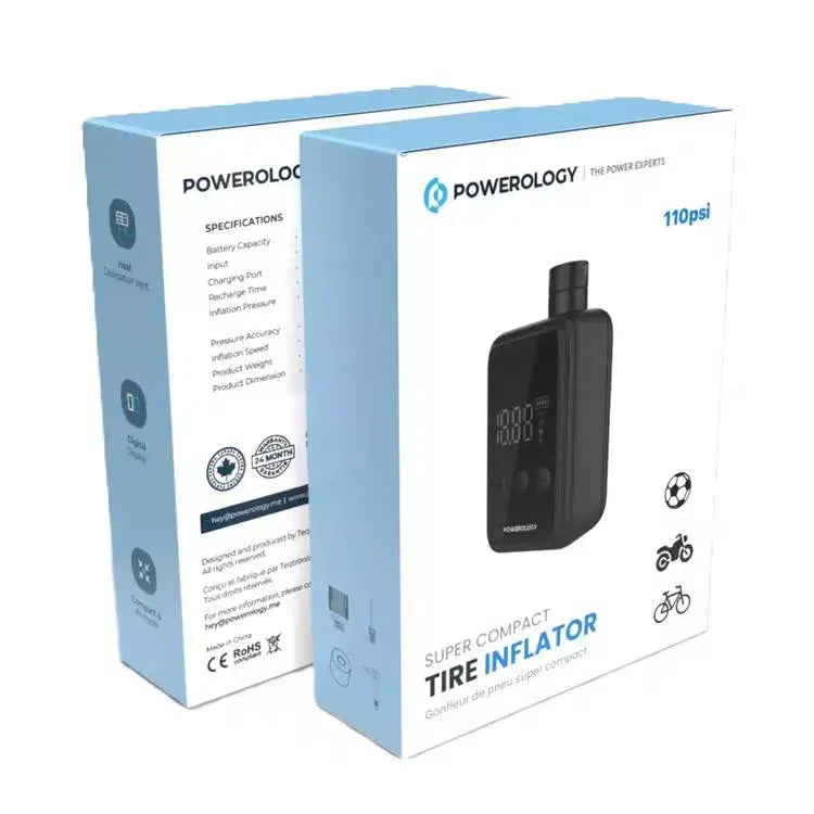 Powerology Super Compact Tire Inflator Black