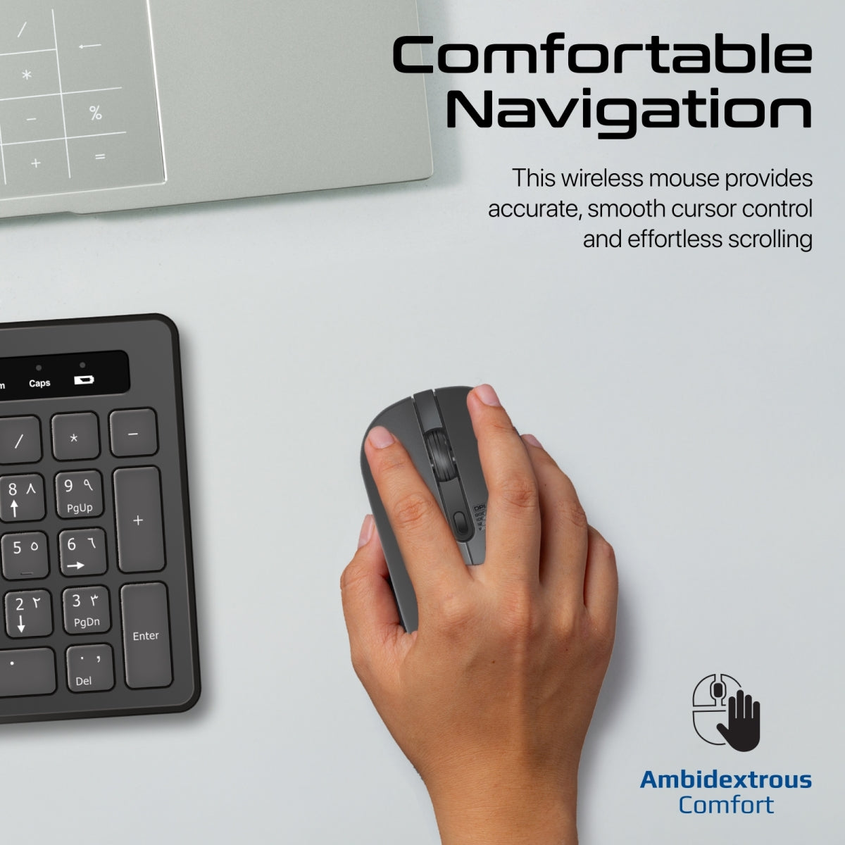 Promate English/Arabic Wireless Keyboard & Mouse Combo - Black - TJRD7JO