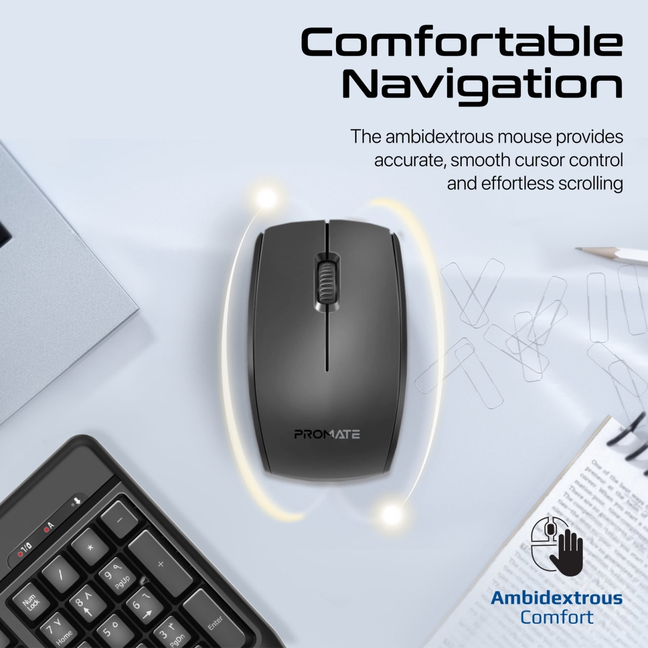 Promate ProCombo-14 English/Arabic Wireless Keyboard & Mouse Combo - Black - TJRLHVT
