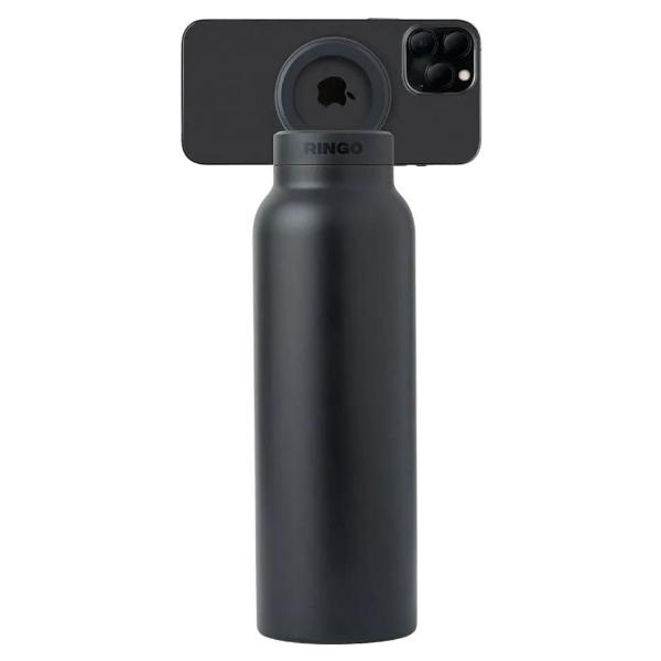 RINGO Water Bottle - 32 OZ/1 Litre - MagSafe Screw Lid / MagSafe Booster Ring (Black)