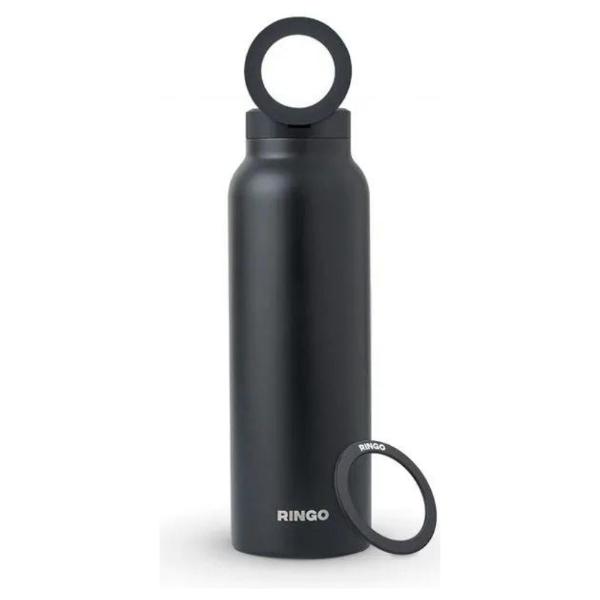 RINGO Water Bottle - 32 OZ/1 Litre - MagSafe Screw Lid / MagSafe Booster Ring (Black)