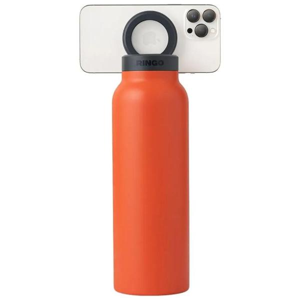 RINGO Water Bottle - 32 OZ/1 Litre - MagSafe Screw Lid / MagSafe Booster Ring (Orange)