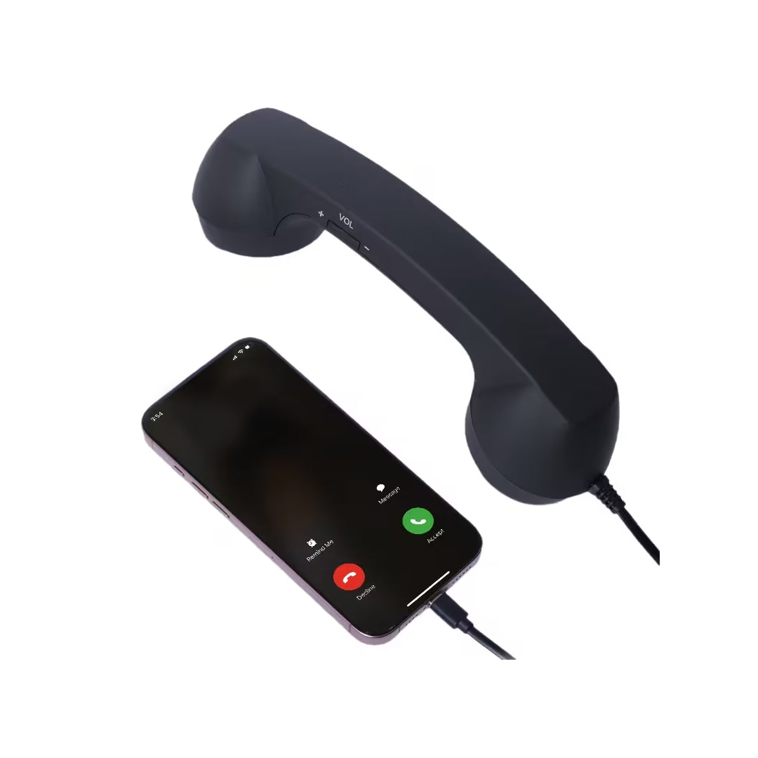 Retro Phone Receiver Type-C Compatible With Ios And Android Without Base- Black
