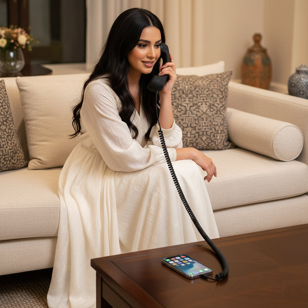 Retro Phone Receiver Type-C Compatible With Ios And Android Without Base- Black