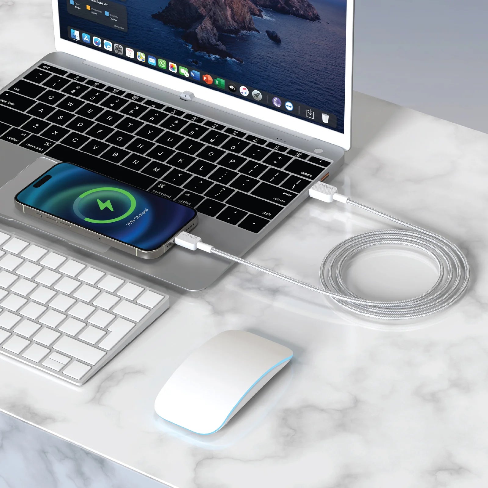 Pawa El Caro Series Usb-A To Type-C Premium Braided Cable 1.2M - White