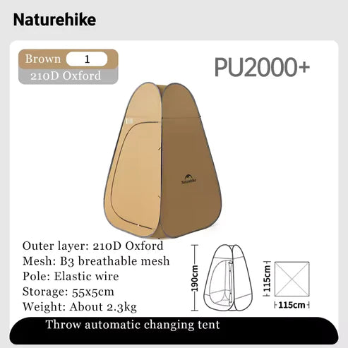 Naturehike Foldable Shower and Changing Tent - Dark  Brown (115*115*190)