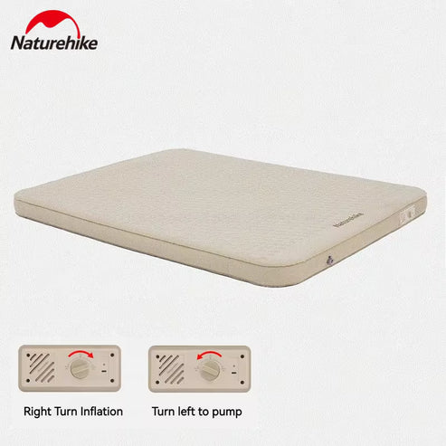 Naturehike Yugu C12 Comfort Automatic Inflatable Cushion With Inner Inflatable Pump - Beige Double (200*150*12)