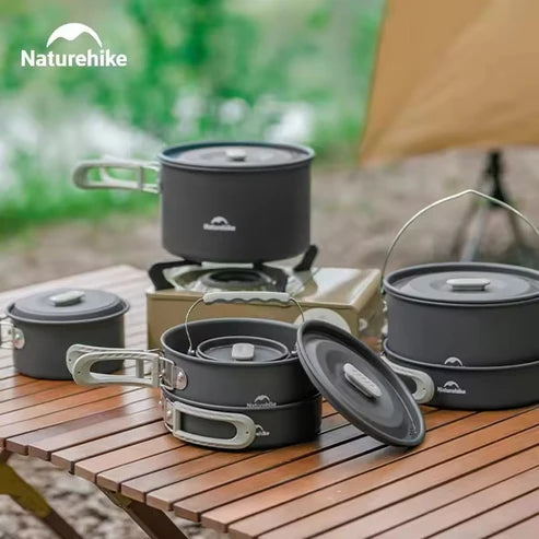 Naturehike Wild Trekkin Aluminium Alloy Pot Set - Dark Grey (4pcs)
