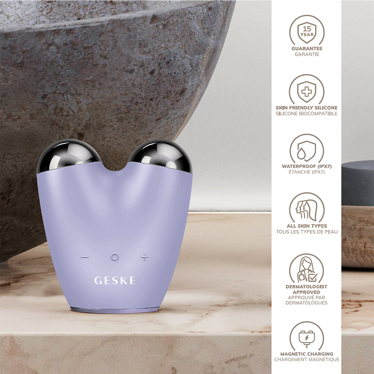 GESKE Face Care - Microcurrent Face Lifter - 6 In 1 - Purple