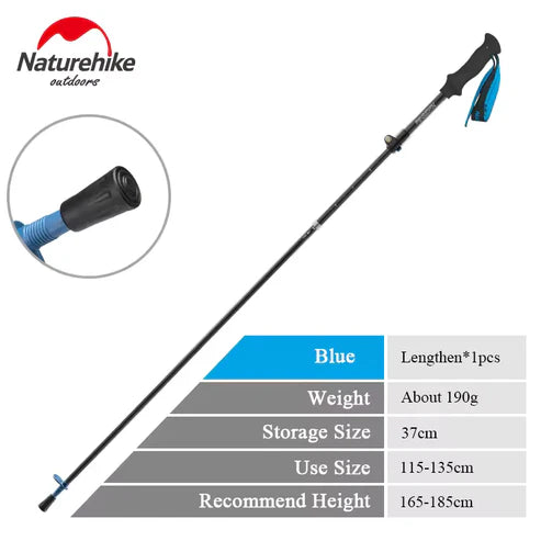 Naturehike ST07 All Carbon 5-node Folding Trekking Pole - Sky Blue (115-135CM)