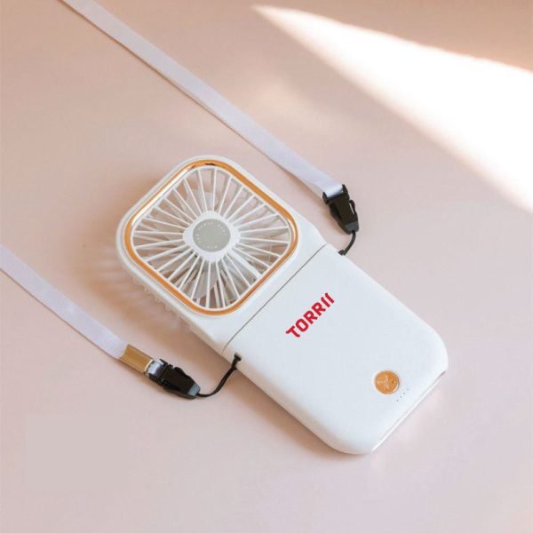 Torrii Cool+Bolt Foldable Neck Fan With 3000Mah Power bank -White