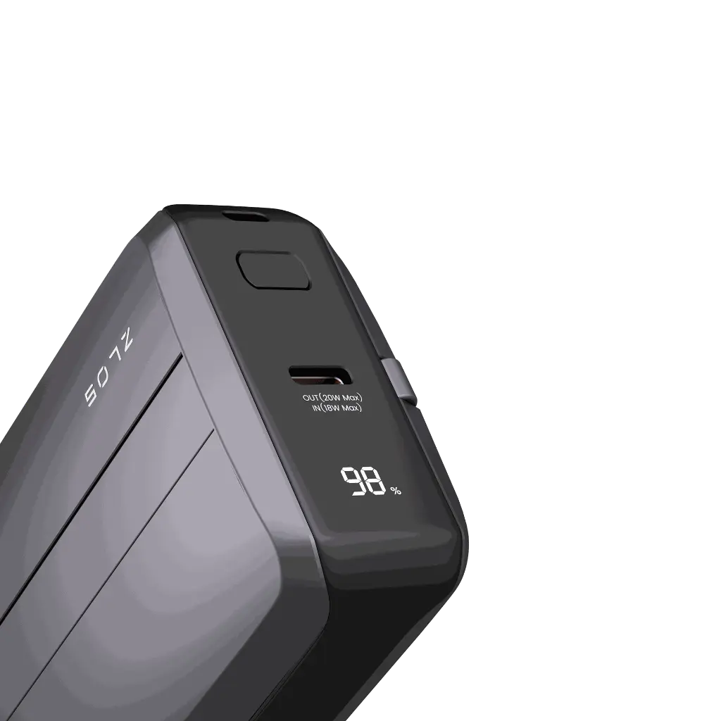 ZLOS 10000mAh MINI Power Bank with Built-in USB-C and Lightning Cables