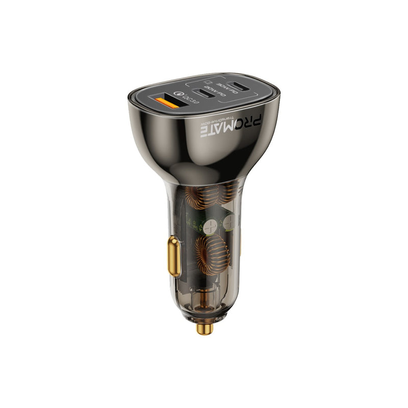 Promate Transparent 80W Quick Charging Car Charger - Black - TJRZDT9