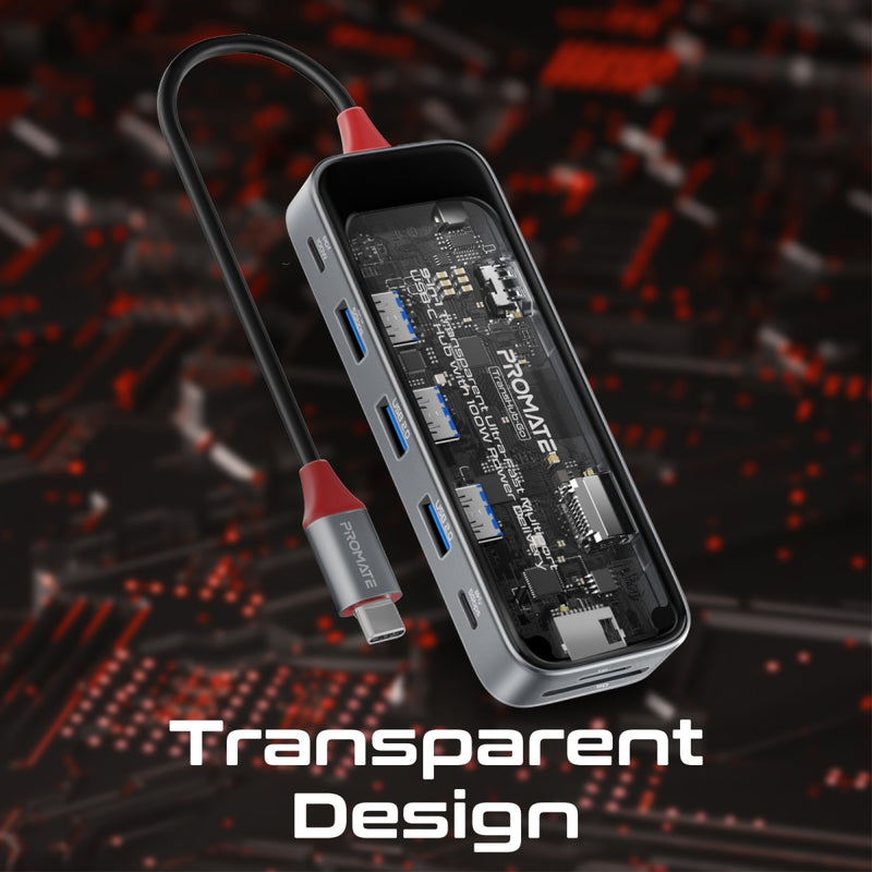 9-in-1 Transparent Ultra-Fast USB-C Hub with 100W Power Delivery - TJRQW17