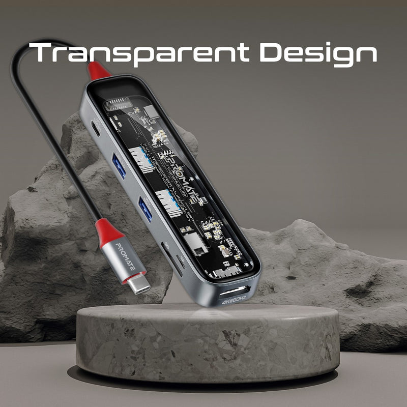 7-في 1 محور USB-C متعدد الشفافة مع تسليم الطاقة 100W-TJR0KWI