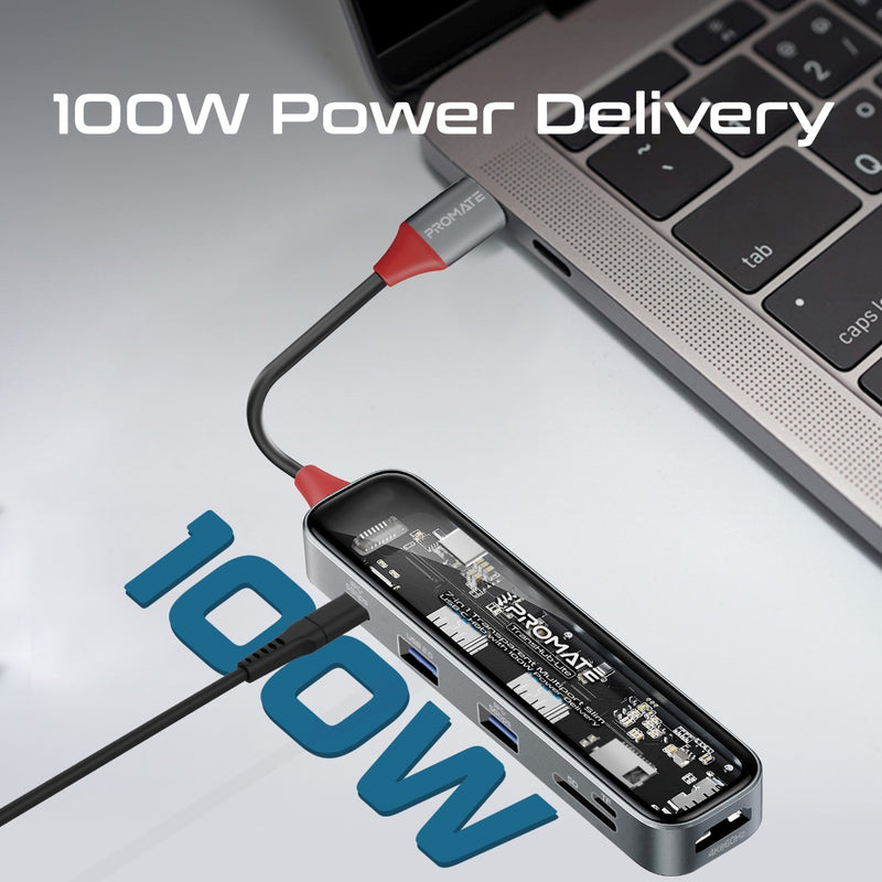 7-في 1 محور USB-C متعدد الشفافة مع تسليم الطاقة 100W-TJR0KWI