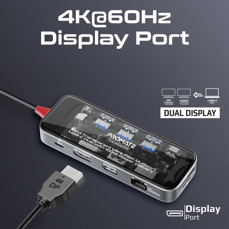 11-في 1 شفاف USB-C HUB شفاف مع تسليم الطاقة 100W-TJRCM9Z