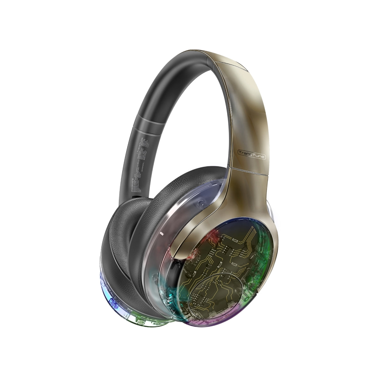 ANC Hi-Fi Stereo Wireless Headphones with RGB Lights - Gunmetal