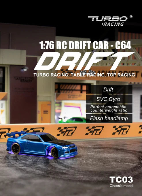 Turbo Racing 1/76 Drift RC Car With Gyro Radio Full
