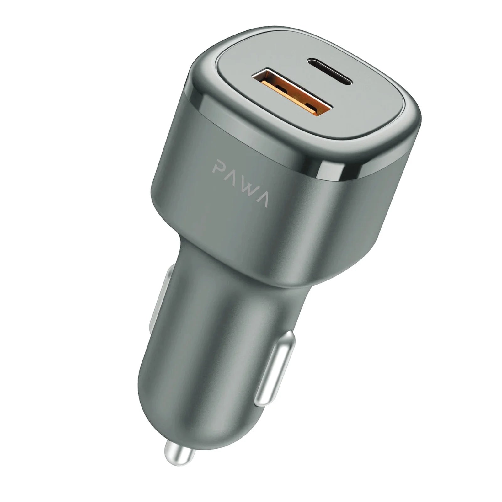 Pawa Solid Car Charger With PD+QC Port 50W Includes Braided Usb-C To Lightning 27W Cable