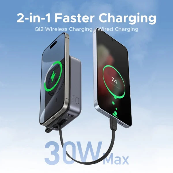 UGREEN Magnetic Wireless Power Bank 20000mAh 30W (1C+15W) QI2 Space Gray