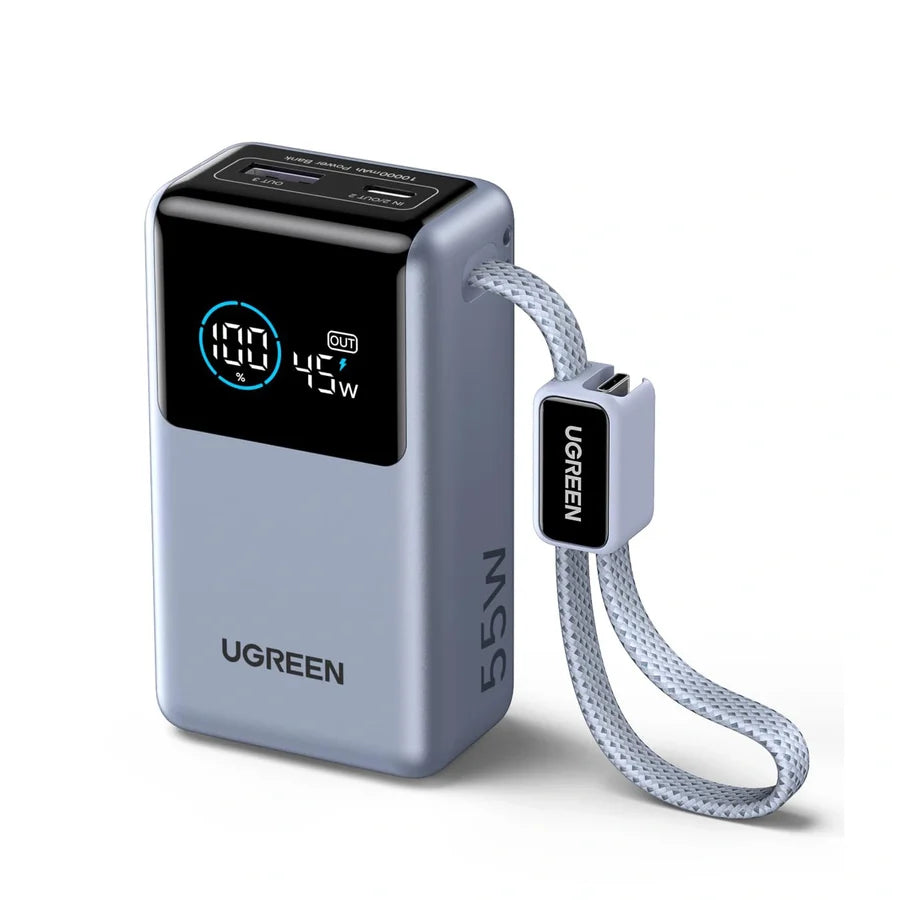 UGREEN Nexode Power Bank (10000mAh, 55W, 2 Ports, Built-in Cable)