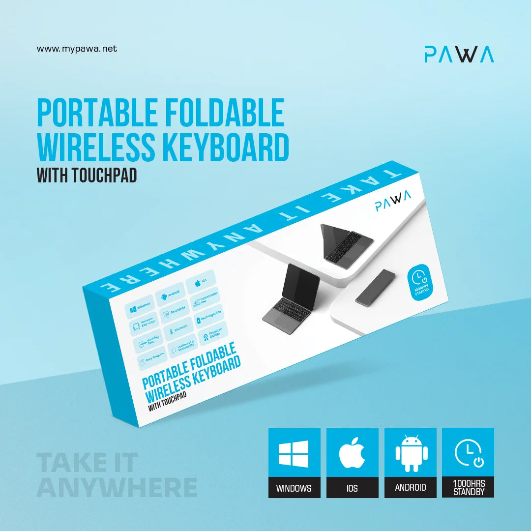 Pawa Portable foldable wireless keyboard with Touchpad