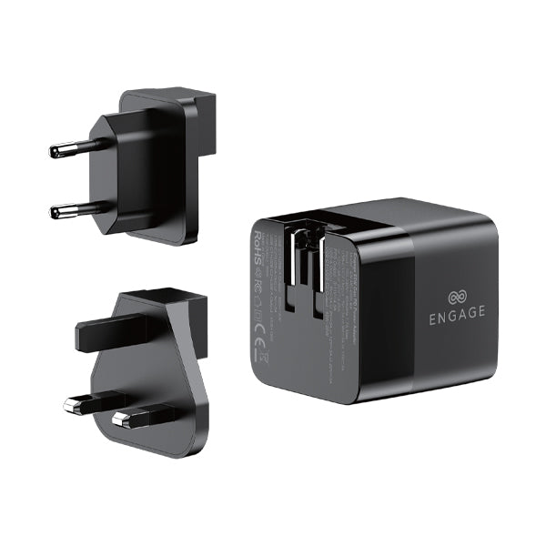 ENGAGE DUAL PORT C+A 65W GAN POWER ADAPTER W/USB-C CABLE