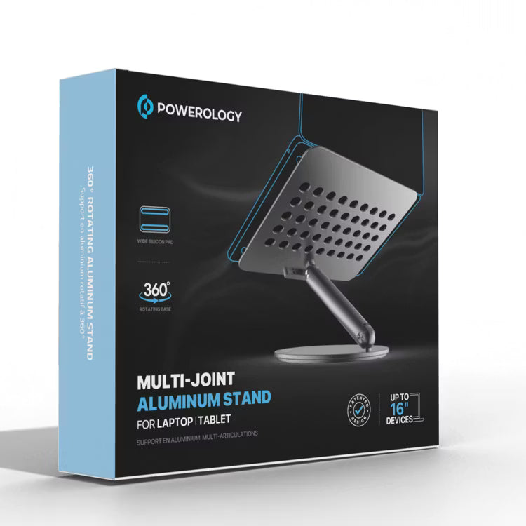 Powerology Multi-Joint Aluminum Stand For Laptop & Tablet Gray