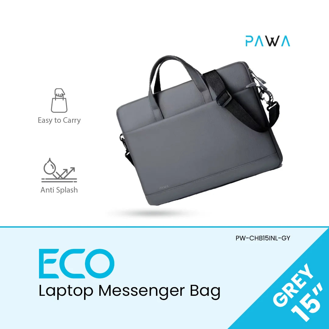 Pawa Eco Laptop Messenger Bag. 15in-Grey