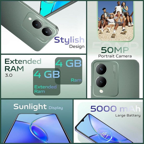 vivo Y17S 8GB ( 4+4 GB) | 128 GB | 50 MP Camera | 5000 mAh Forest Green-I041