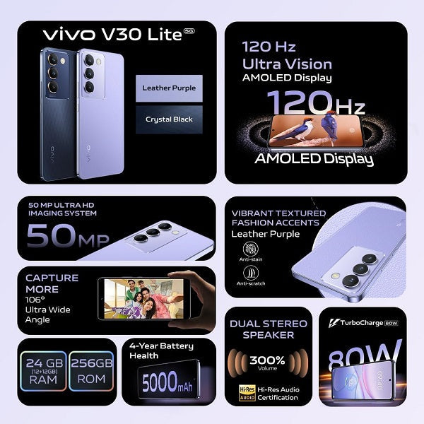 VIVO V30 Lite 12GB | 256GB Crystal Black