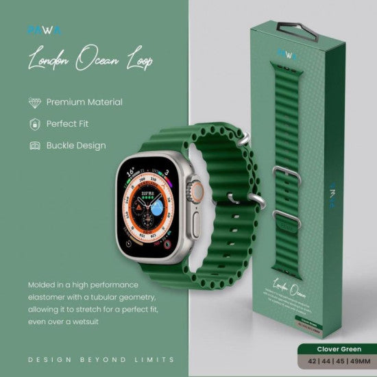 Pawa London Ocean Watch Strap Ultra/Series 8 49/45/44/42MM - Clover green