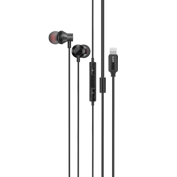 Promate Vibe-LT Lightning Connector Earphones with Microphone - Black - TJRPJ9V